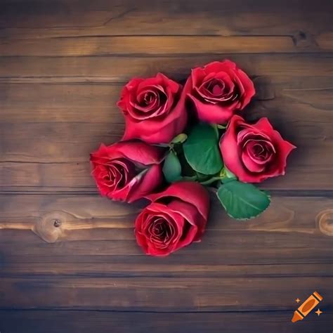 Bunch Of Red Roses On A Wooden Floor On Craiyon