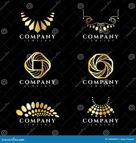 Gold Jewelry and Necklace Logo Vector Set Design Stock Vector ...