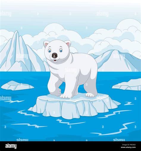 Cartoon polar bear isolated on ice floe Stock Vector Image & Art - Alamy