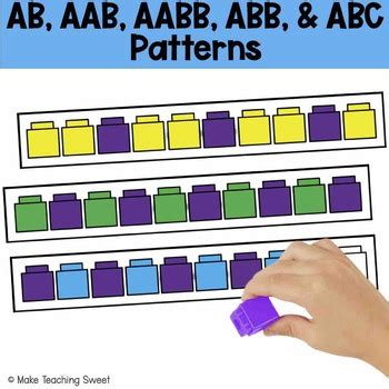 Pattern Cards For Linking Cubes Ab Abb Aab Aabb Abc Patterns