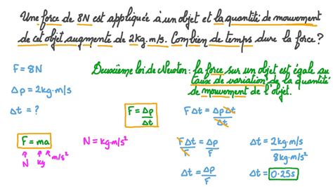 Vid O Question Calcul De La Dur E Pendant Laquelle Une Force Est