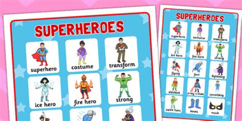 Superhero Vocabulary Mat Teacher Made