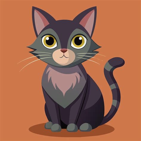 Un Gato Negro Con Ojos Amarillos Y Una Cola Negra Vector Premium