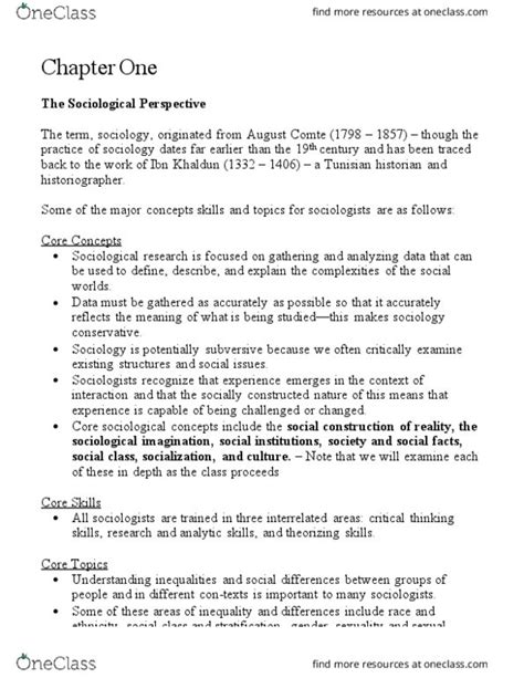 SOCI 1010 Textbook Notes Winter 2013 Chapter 1 Critical Thinking