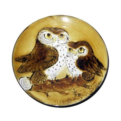 British Modernist Chelsea Pottery Owl Plate By Joyce Morgan