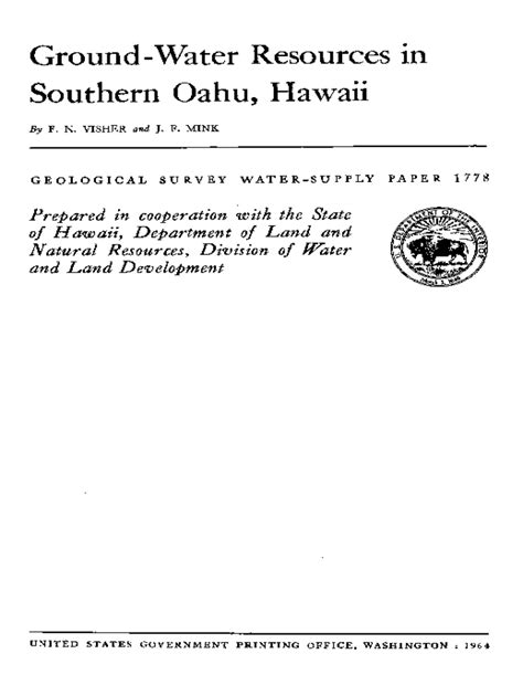 Fillable Online Scholarspace Manoa Hawaii State Of The Groundwater