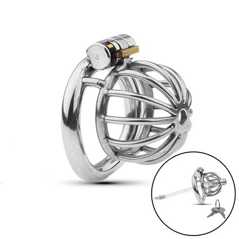 New Metal Chastity Cage Male 2 Type Cock Cage Penis Ring Masturbation