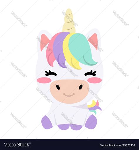 Cute Baby Unicorn Character Doodle Royalty Free Vector Image