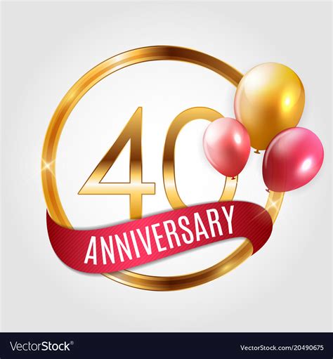 Template gold logo 40 years anniversary with Vector Image