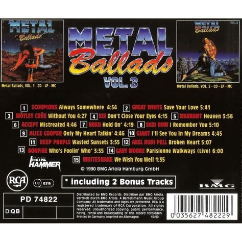 Vol 3 Cd Worldwide Free Shipping De Metal Ballads Cd Chez Bestmusiccd Ref 119533217