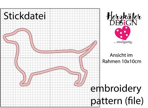 Stickdatei Dackel APPLIKATION 3er Set Embroidery Pattern Set Etsy