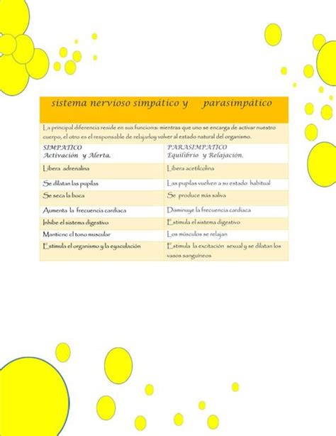 Cuadro comparativo sistema nervioso simpático y parasimpático Tatiana