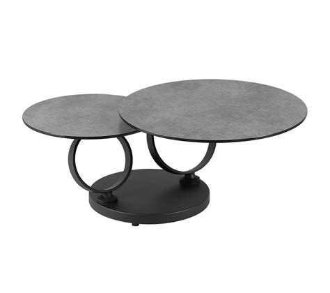 Table Basse Ronde Double Plateaux Verre Effet C Ramique Gris Vikli