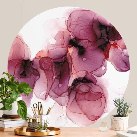 Papier Peint Rond Autocollant Wild Flowers In Purple And Gold Cm