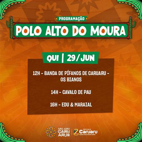 Confira a programação do Polo Alto do Moura neste Dia de São Pedro em