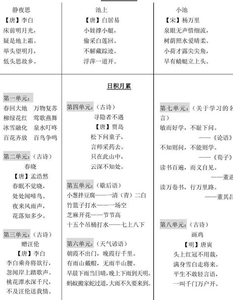 一年级语文下册古诗和日积月累word文档免费下载亿佰文档网