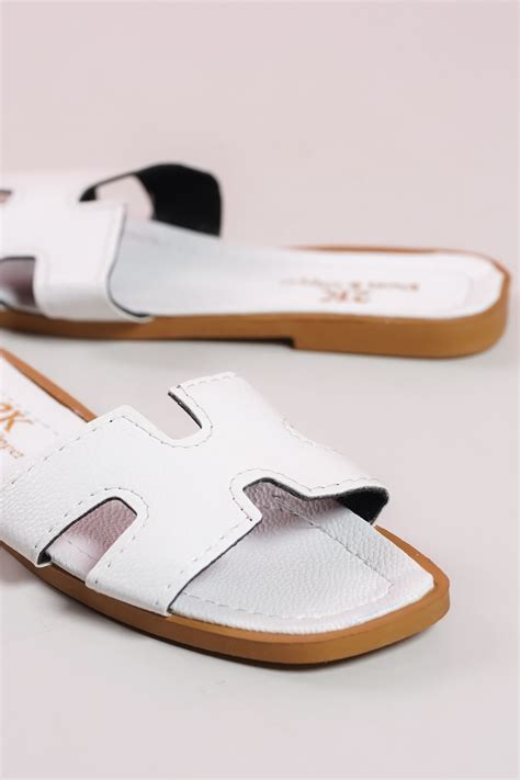 White Flat Slippers Slippers