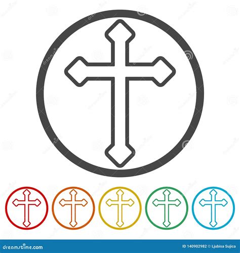 Decorative Christian Cross Icons Set Stock Vector Illustration Of