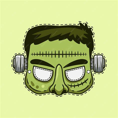 Premium Vector Scary Frankenstein Halloween Mask Illustration