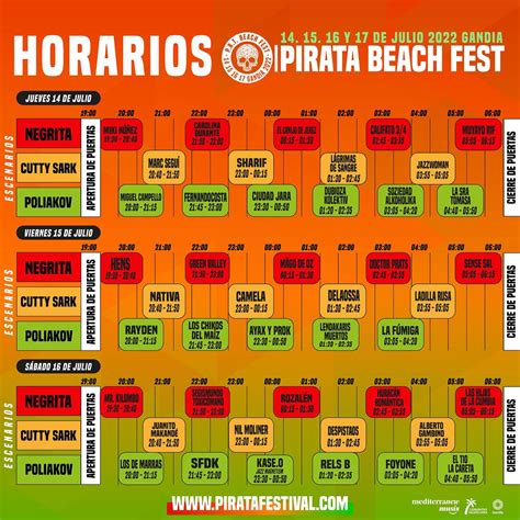 P R T Beach Fest Pirata Festival 2022 Cartel Entradas Horarios Y