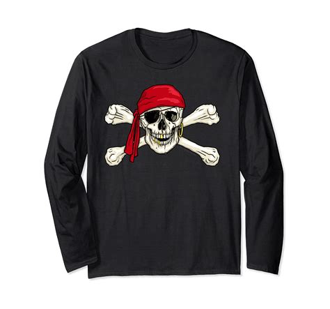 Pirate Skull And Crossbones Pirate Flag Jolly Roger Long Sleeve T Shirt