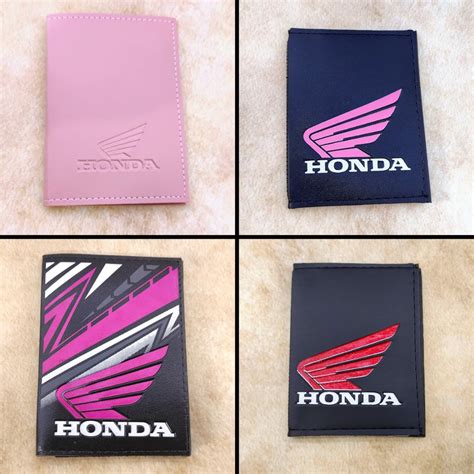 Honda Carteira Porta Documentos Em Couro Feminino Rosa Preto Branco De