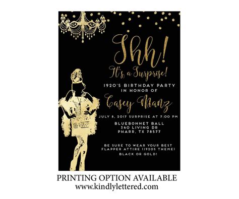 Roaring 20s Invitation Art Deco Invitation Great Gatsby Surprise