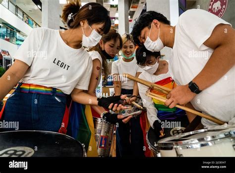 Bangkok Thailand 11 June 2022 A Band Of Lgbtqia Activists Assembles