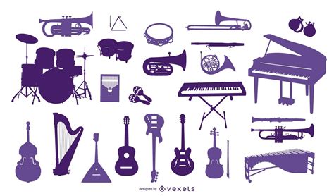 Descarga Vector De Colección De Silueta De Instrumentos Musicales