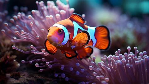 Colorful Clown Fish Swimming In Vibrant Coral Reef Generated By AI