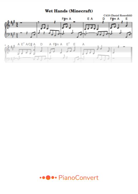 Wet Hands (Minecraft) - Easy Piano Sheet Music in PDF - La Touche Musicale