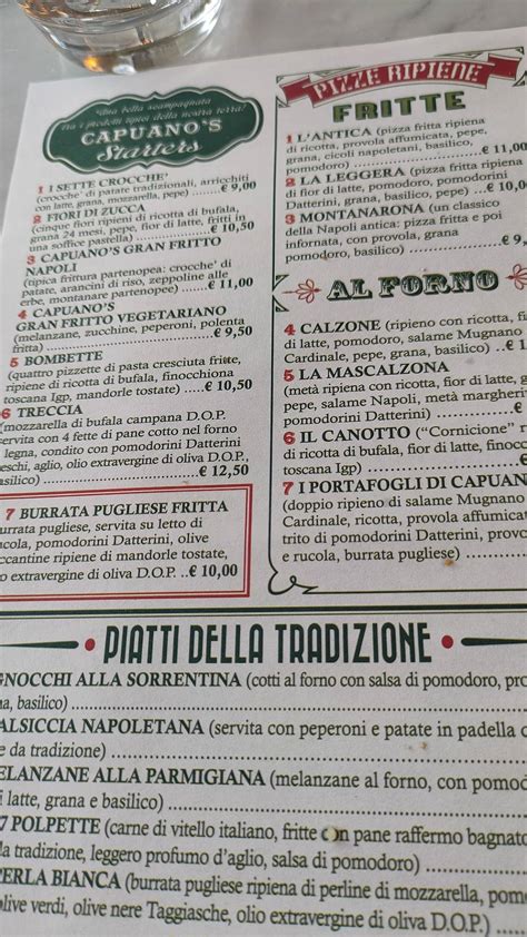 Speisekarte Von Pizzeria Capuano S Roma ROM