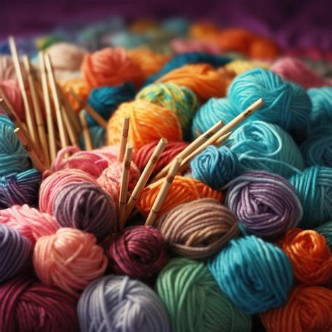 Premium Ai Image Multicolored Knitting Yarn