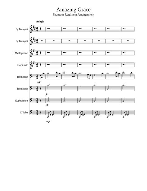 Amazing Grace Sheet Music For Trombone Tuba French Horn Mixed Quartet