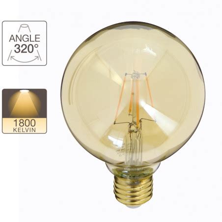 Ampoule Led Globe G Vintage Au Verre Ambr E Lumi Re Blanc Chaud