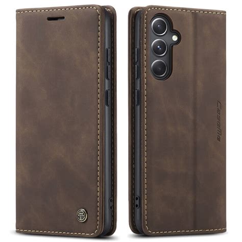 Caseme Samsung Galaxy S Fe Wallet Suede Leather Case Coffee