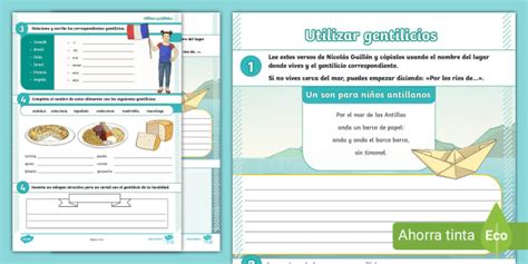Ficha De Actividad Utilizar Gentilicios Ampliaci N Curricular Lengua