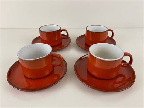 Vintage Orange Red Melitta Ceracron Tea Coffee Cup And Saucer Design