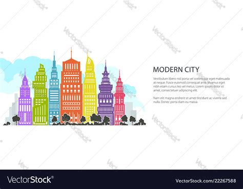 Colorful modern big city banner Royalty Free Vector Image