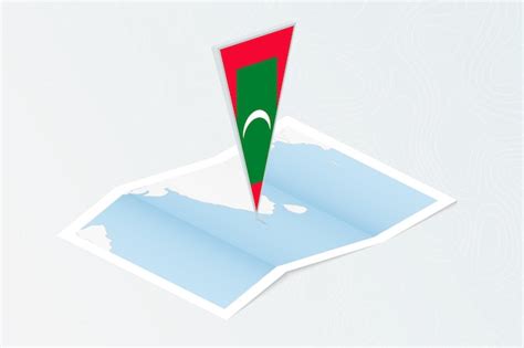 Premium Vector Isometric Paper Map Of Maldives With Triangular Flag