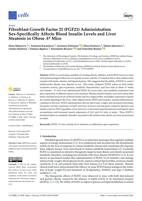 Pdf Fibroblast Growth Factor 21 Fgf21 Administration Sex