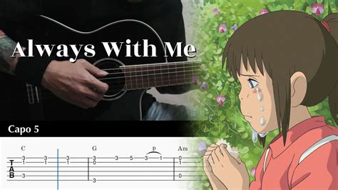 Always With Me Spirited Away Fingerstyle Guitar Tab Chords Youtube