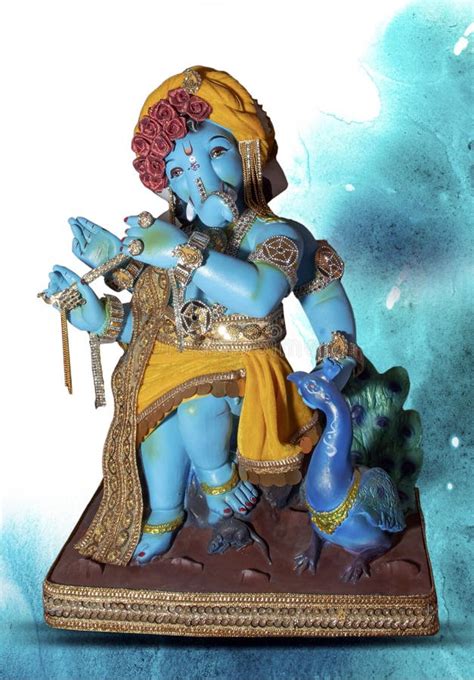 Hermosa Estatua De Ganesha En La Pose De Lord Krishna Murti De Ganesh