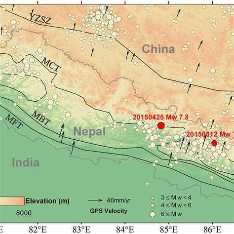 The Distribution Of Earthquakes With Magnitudes Greater Than 3 0 In And Download Scientific