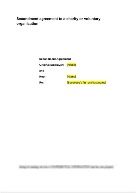 Secondment Agreement Template