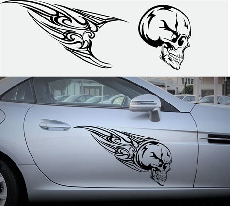 Autoaufkleber TOTENKOPF 2er SET Tribal Auto Aufkleber Skull Sticker