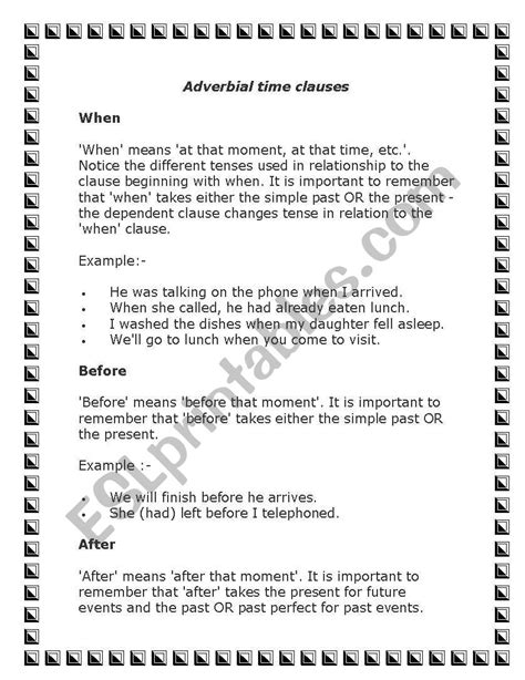 Adverb Clauses With Time Worksheet Images