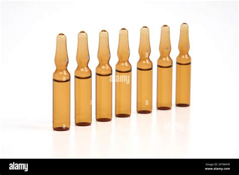 Seven Medical Glass Ampoules For Injection Drug Stock Photo Alamy