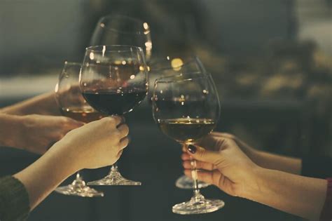 Premium Photo Glasses Of Wine On A Cheerful Holiday