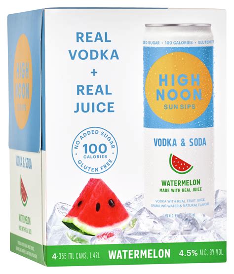 High Noon Sun Sips Watermelon Vodka And Soda 4pk 355ml Cans Lisas